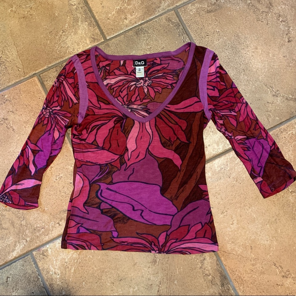 Dolce&Gabbana purple and pink cotton t-shirt XS/S